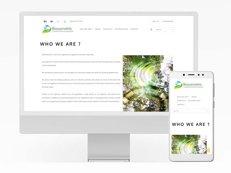 Site web Biocosmethic en responsive