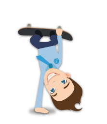 Fun Personnage de Gontran qui fait une figure avec son skateboard