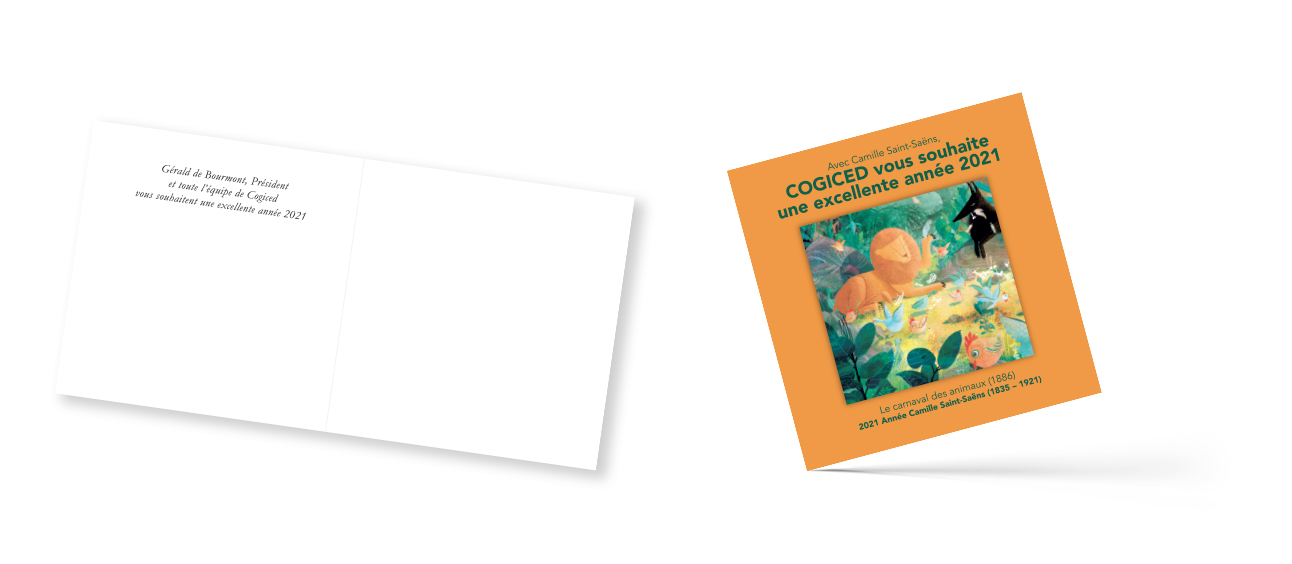 Rendu recto verso de la carte de voeux 2021 de Cogiced