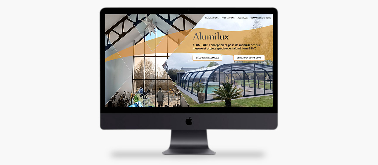 Page d'accueil du site web d'Alumilux