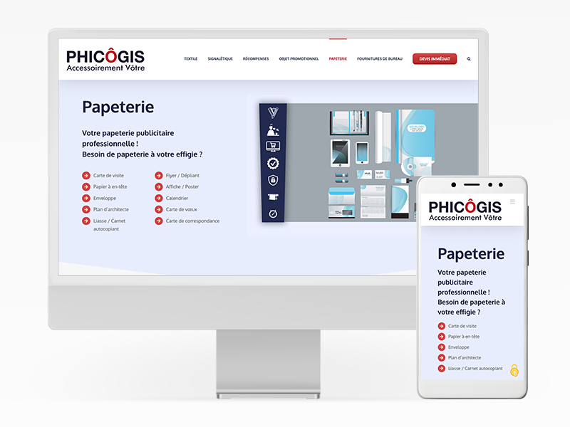 Site web de Phicôgis en responsive