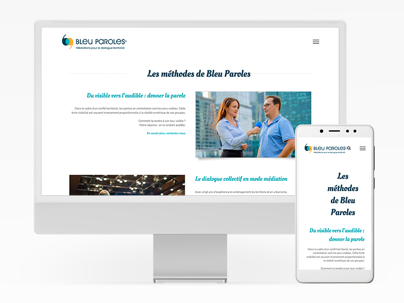 Site web de Bleu paroles en responsive