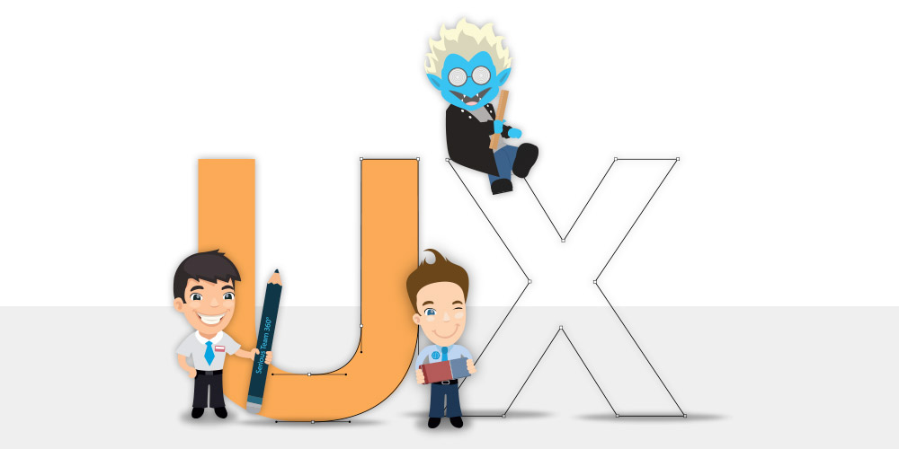 Visuel graphique de team sur le "X" de "UX"