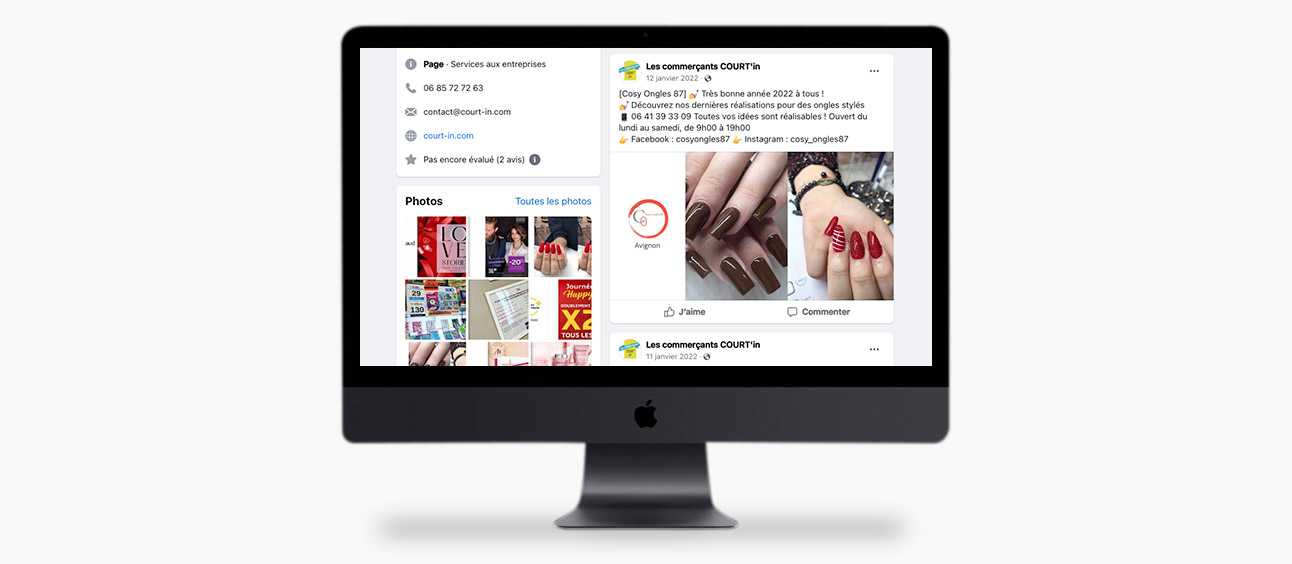 Les commerçants Court'in : Facebook ads, publicités