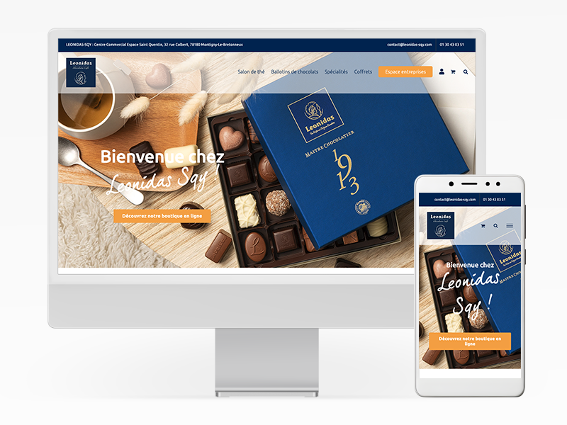 Site e-commerce de de la franchise Leonidas SQY en responsive