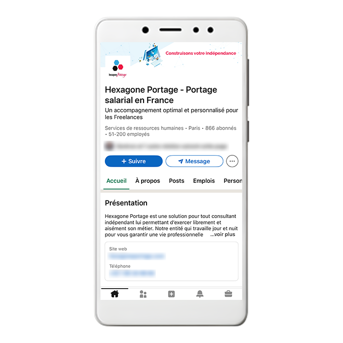 Page LinkedIn d'Hexagone Portage
