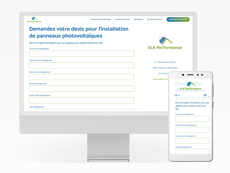 Site web d'ELK Performance en responsive