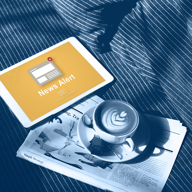 Une notification de newsletter sur une tablette